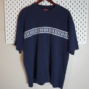 Vintage Ranchero Navy Blue‎ Argyle T-Shirt Mens XL USA Made Retro Tee